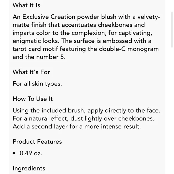Limited edition) Les Tarots de Chanel matte powder blush - Picture 4 of 12